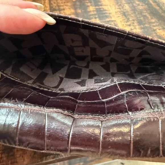 Furla Croc-Embossed Dark Brown Leather Wallet - Picture 10 of 10